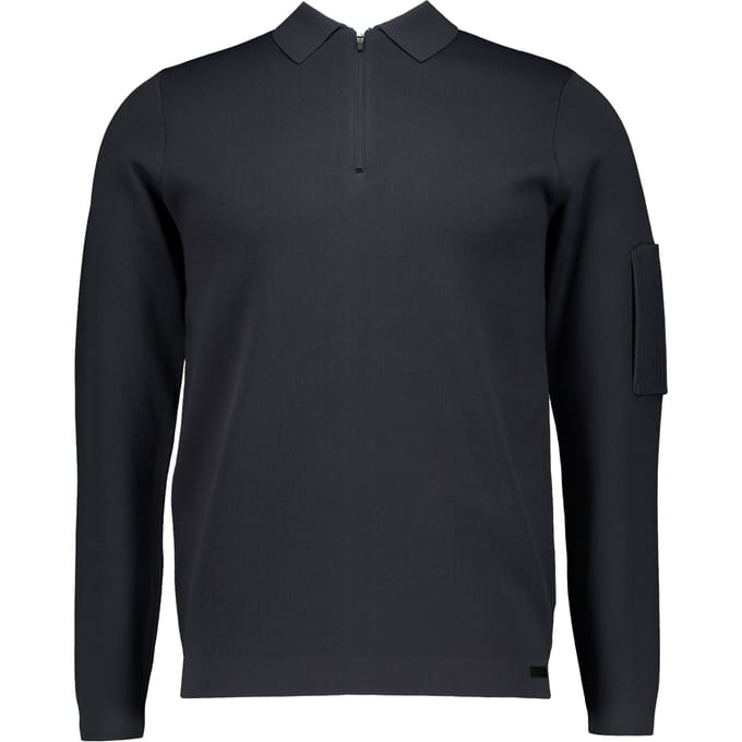Genti Polo Zip Ls Polos Donkergrijs K4117-1258