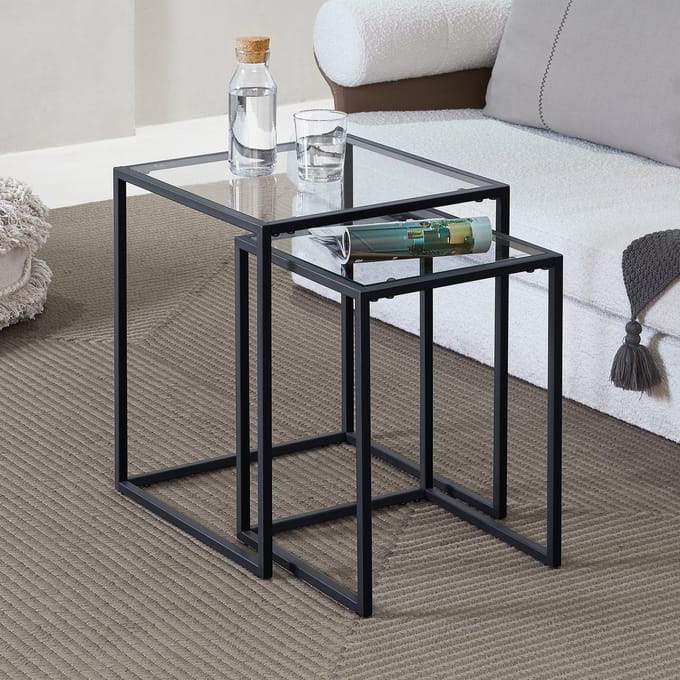 Bijzettafel set van 2 Holstebro zwart en transparant