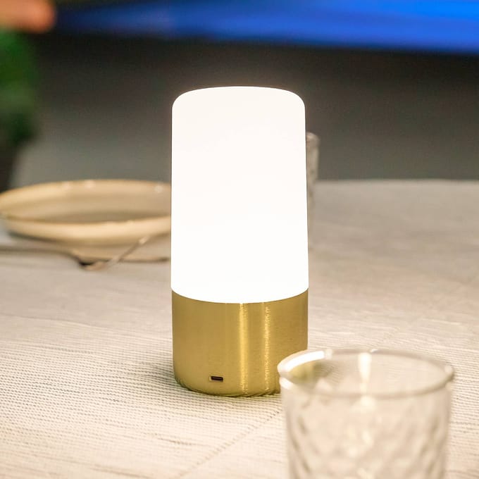 Newgarden LED tafellamp Maia messing IP54 RGBW