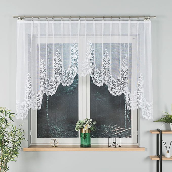 Markizeta Berenika - Jacquard Geplooid Gordijn - 330x120 cm - Witte Kleur