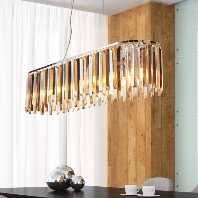 Searchlight Hanglamp Clarissa met kristallen prisma's, 100 cm