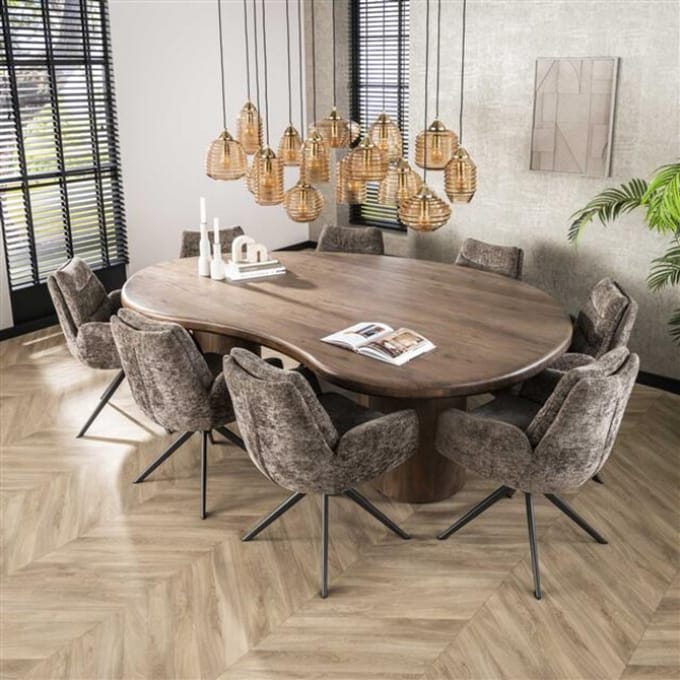 Hoyz Collection - Eetkamertafel Sculpture - Massief Acacia Drift Brown