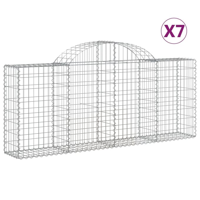 vidaXL - Schanskorven - 7 - st - gewelfd - 200x30x80/100 - cm - gegalvaniseerd - ijzer
