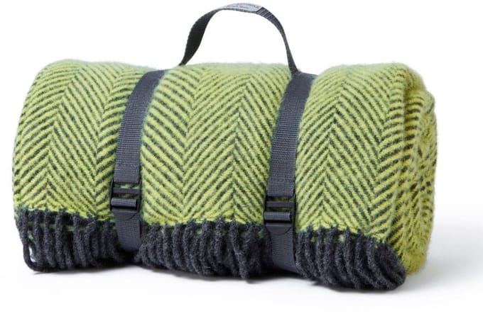 Picknickkleed Polo Visgraat Heldergroen met Donkergrijs - Wol - Waterdicht - 145x183cm - Tweedmill