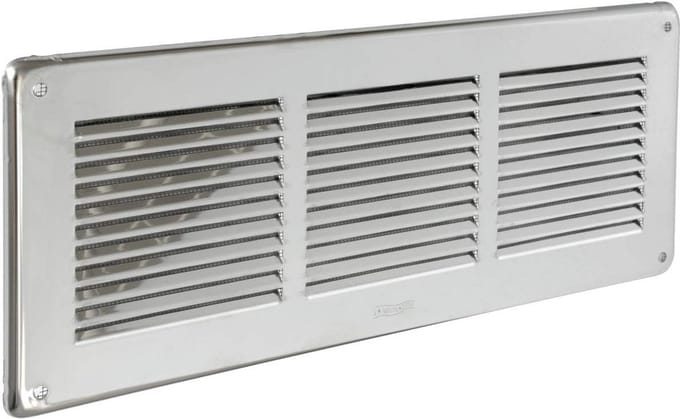 340 x 140 mm roestvrijstalen ventilatierooster met insectengaas voor buiten