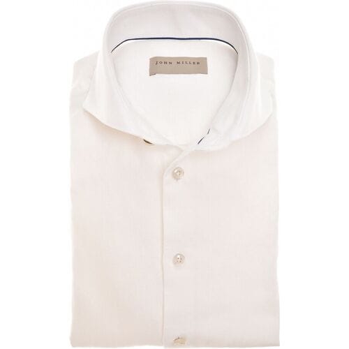 John Miller Overhemd Plain Cotton-Linen Blend Antiekwit / male