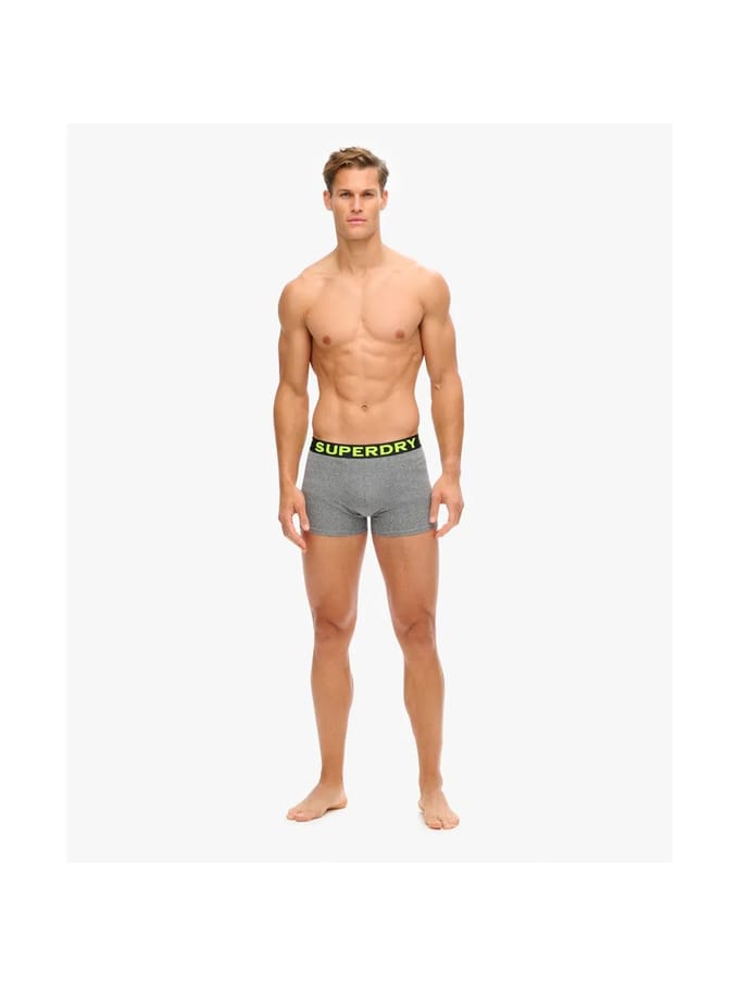 Superdry BOXER TRIPLE PACK Heren Onderbroek - Ath Grey Feeder/Blk Stripe/Blk