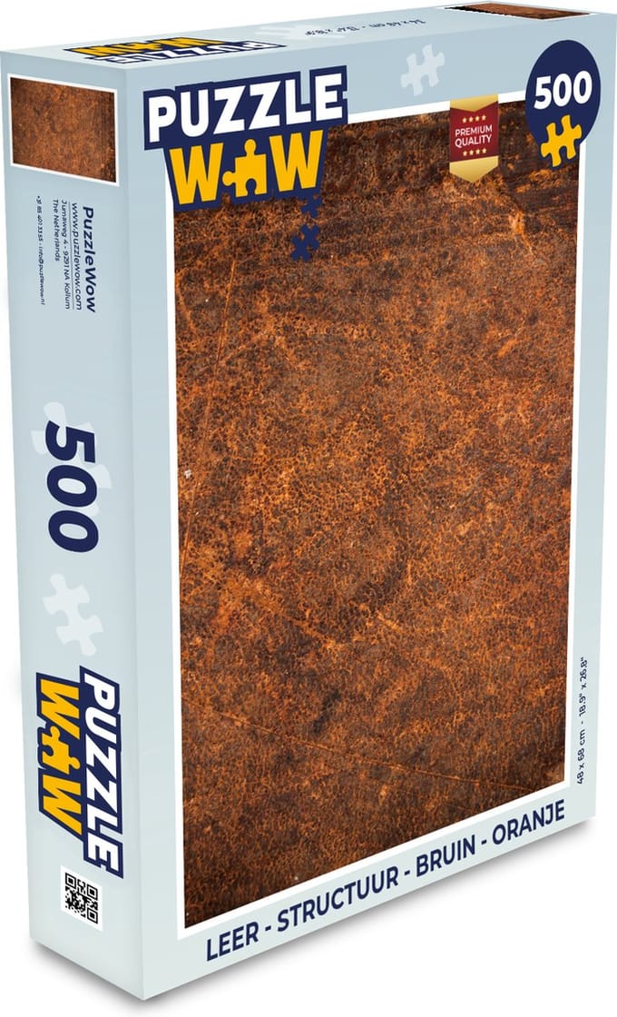Puzzel Leer - Structuur - Bruin - Oranje - Legpuzzel - Puzzel 500 stukjes