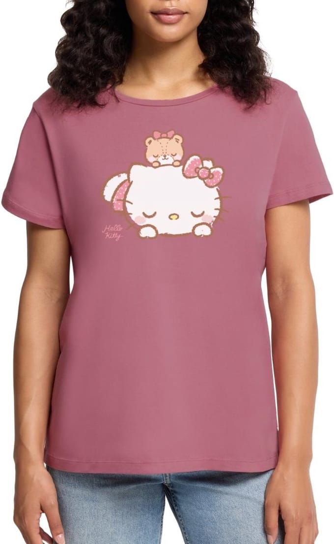 Hello Kitty Met Teddy Op Haar Rug Premium T Shirt Dames