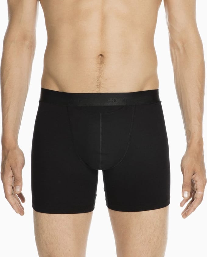 HOM HO1 long boxer briefs (1-pack) - heren boxer lang met horizontale gulp - zwart