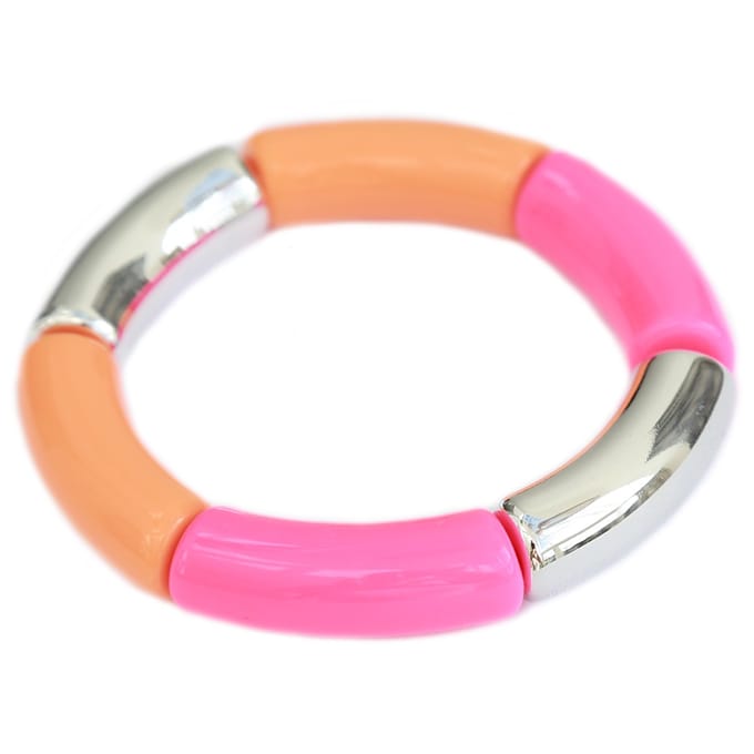 Armband penne orange pink silver