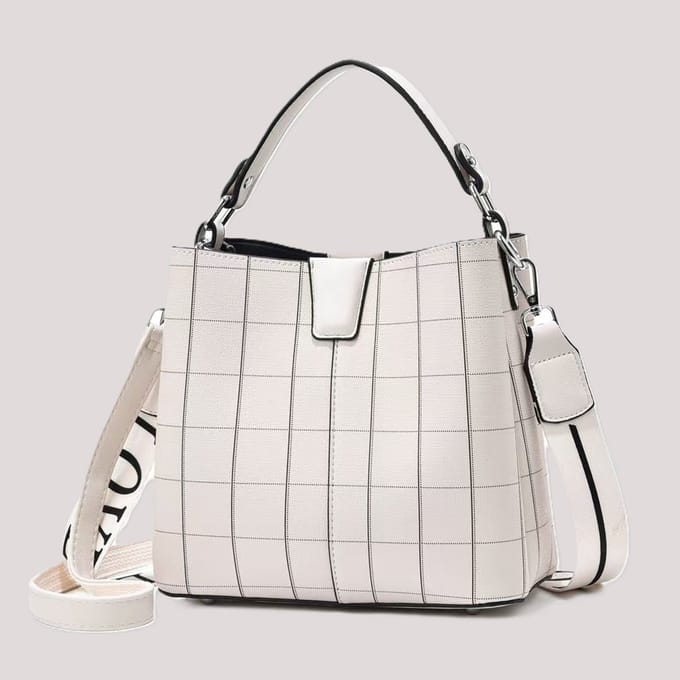 TK-S Schoudertas-Handtas-Crossbody tas, fijn stiksel, ritssluiting, witachtig