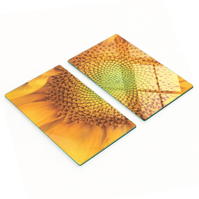 Multifunctionele decoratieve glazen borden met zonnebloemprint 2x30x52 cm