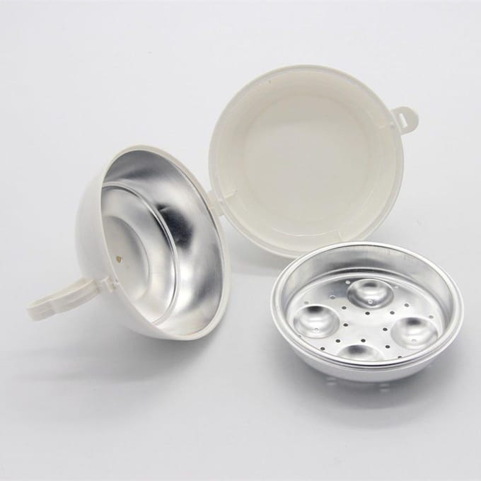 Kipvormige eierkoker Stomer 4 eieren Magnetron Eierkoker Kookgereedschap Keukenaccessoires wit