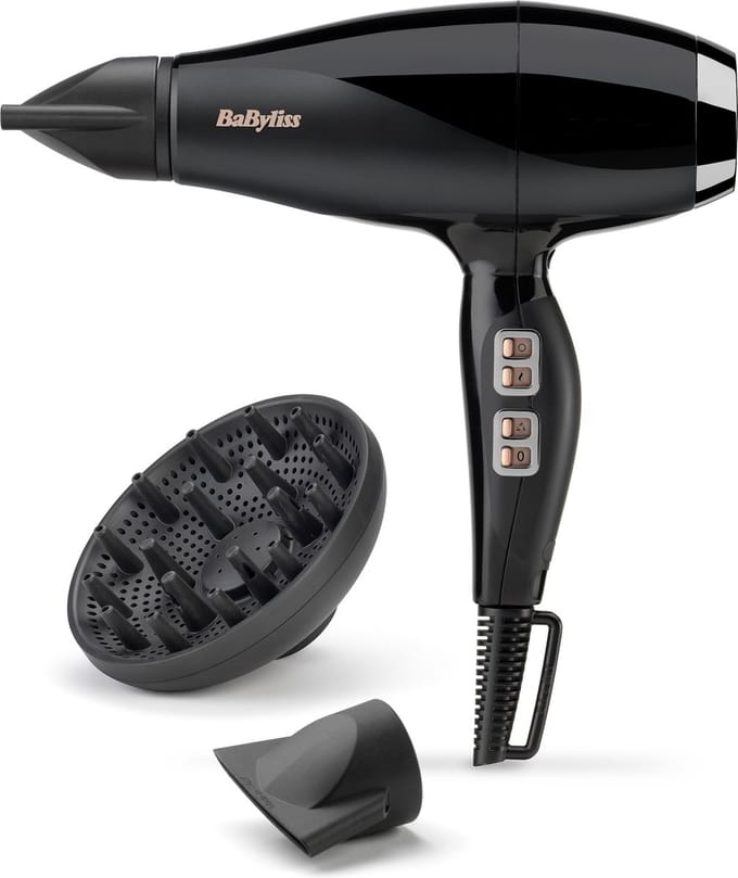 BaByliss Power Pro 2300 Föhn - Föhn met diffuser en 2 extra blaasmonden - 122 km/u - Coolshot
