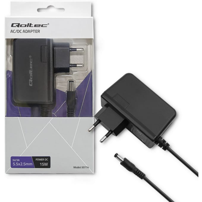 Qoltec 15W plug-in voeding |   5V |   3A |   5.5*2.5