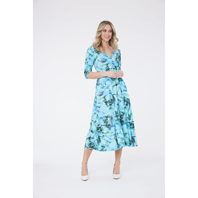 Claire Bloemen Gedrukte Jurk - Blauw