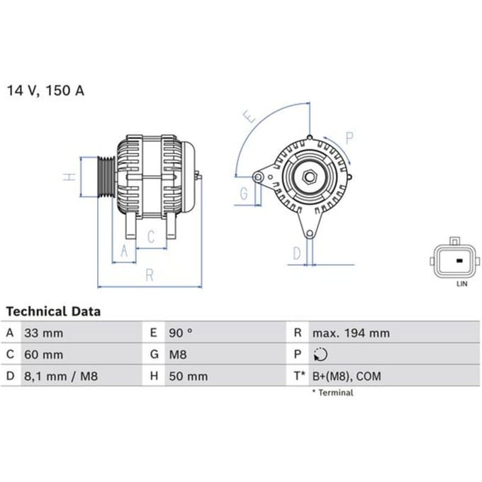 Driefasige generator BOSCH 0 986 084 690