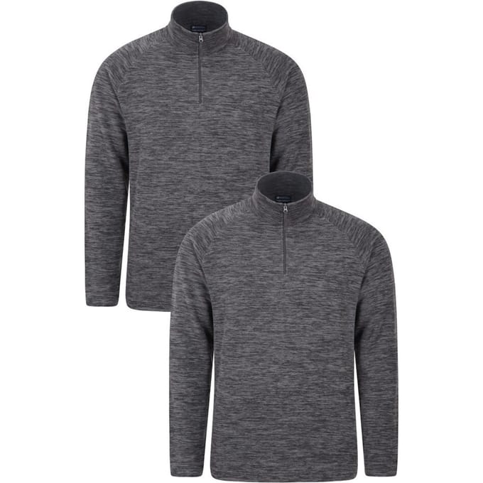 Mountain Warehouse Heren Snowdon Melange Fleece Top (Set van 2) (Zwart)