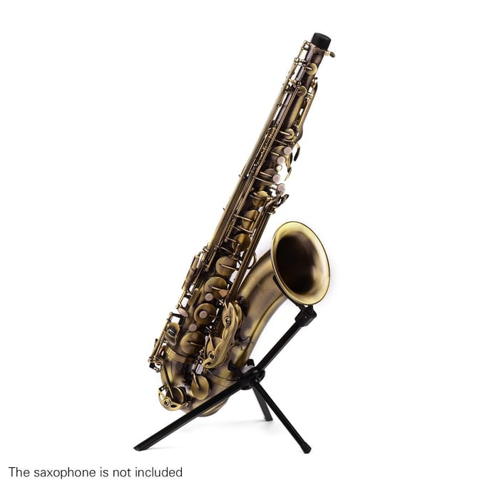 Draagbare tenorsaxofoonstandaard Sax vloerstandaardhouder roestvrij staal for tenor sax zwart