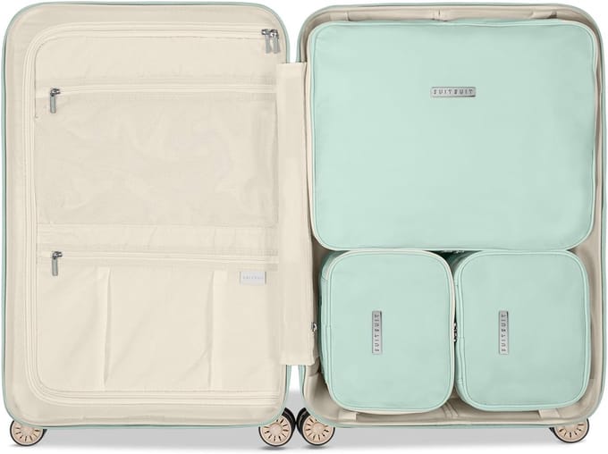 Reis Organizer Set - Koffer Indeler - Kleding Opbergen - Set Van Drie - 66 Cm Koffers - Mint Pastel