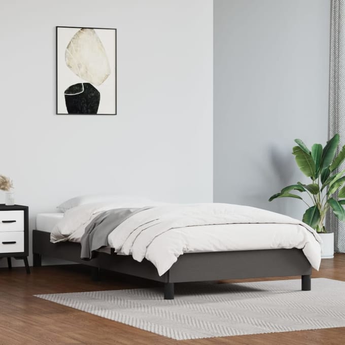 vidaXL - Bedframe - kunstleer - grijs - 90x200 - cm