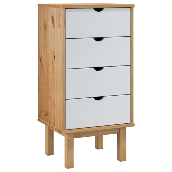 vidaXL - Ladekast - OTTA - 45x39x90 - cm - massief - grenenhout - bruin - en - wit