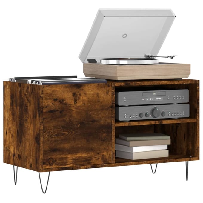 vidaXL Platenkast 85x38x48 cm bewerkt hout gerookt eikenkleurig