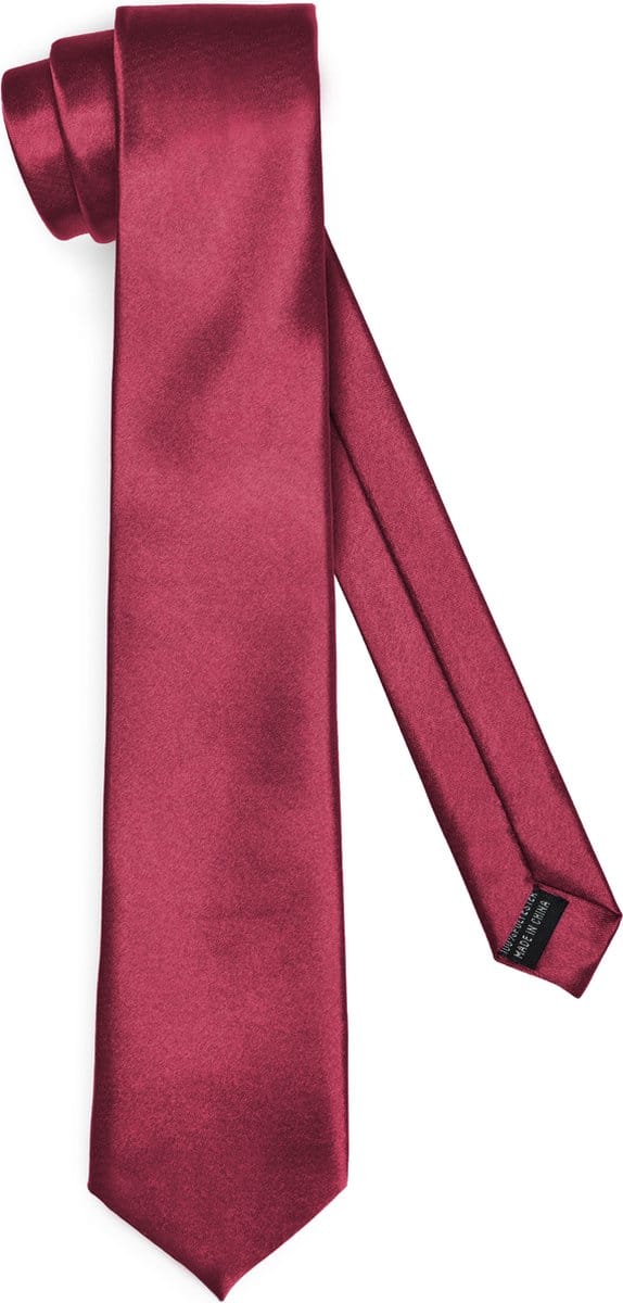 Ladeheid Smal Stropdas - Stropdassen voor heren - Lengte: 150 cm, Breedte: 8 cm - Wijnrood - LA-EA-TMS-8