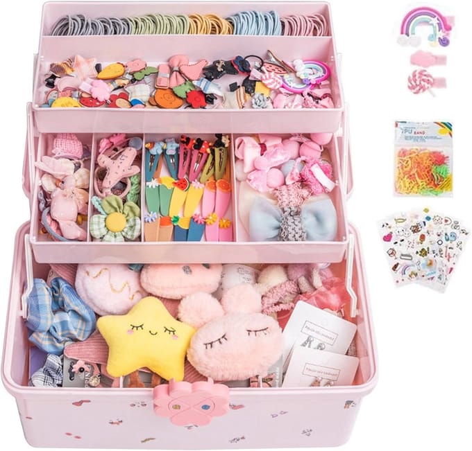 Haaraccessoire Opberger - Sieraden Doos - Kinderen Organiseren - Drie Laags Design - 17cm Breed