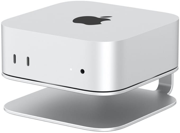 Casecentive - Aluminium Stand - Standaard geschikt voor Mac Mini M4 / M4 Pro - zilver