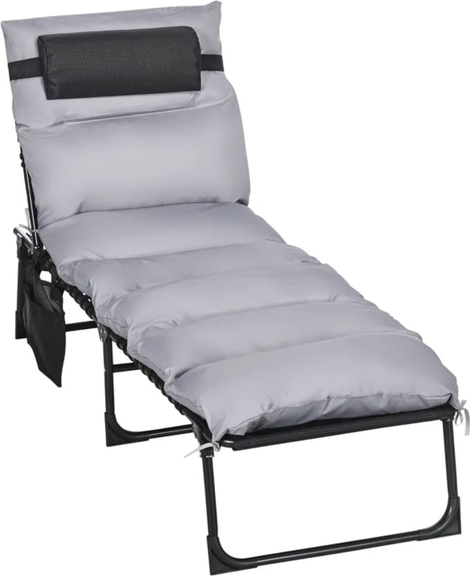 Veldbed - Kampeerbed - Vouwbed - Ligbed - Stretcher- Campingbedje - Opvouwbaar - 1 Persoons - Grijs