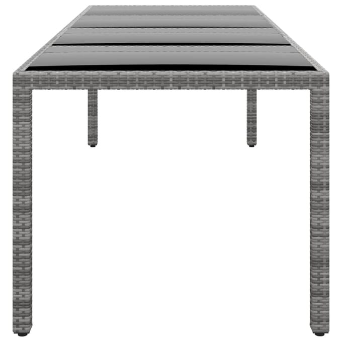 vidaXL - Tuintafel - 250x100x75 - cm - gehard - glas - en - poly - rattan - grijs