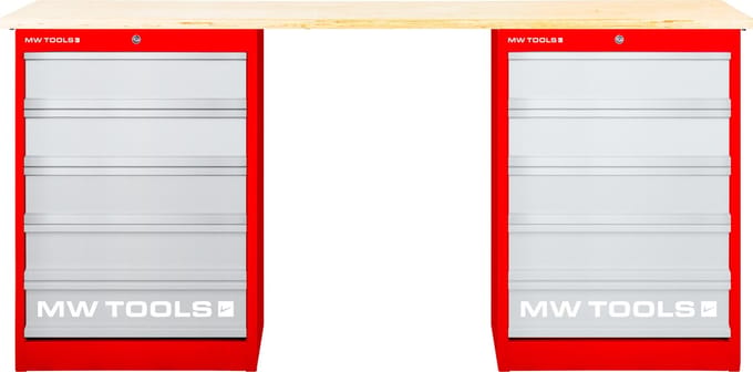 Modulaire werkbank Multiplex met 2 ladekasten 5L 2000 mm MW Tools MOD20L55