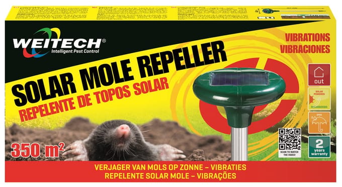 Weitech WK0677 Mollenverjager Solar - 350 m² - Op zonne-energie - Trillingen