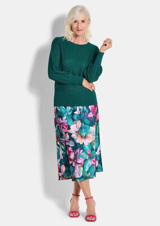 Elegante pullover met pailletten - smaragd - Gr. 19 van Goldner Fashion