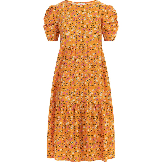 Mymo Midi-jurk met korte mouwen Dames Oranje Veelkleurig