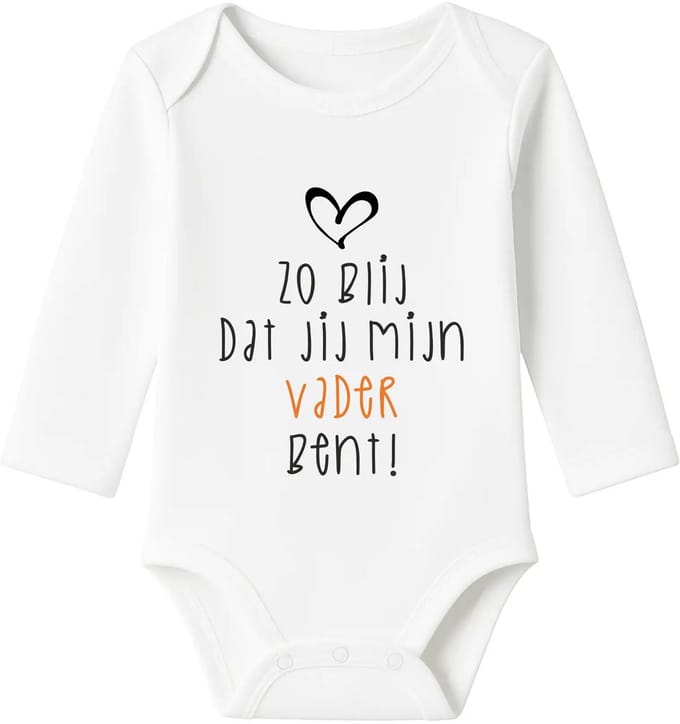 Romper met Tekst Baby – Zo blij dat jij mijn vader bent – Wit – Lange mouw – Maat 86/92