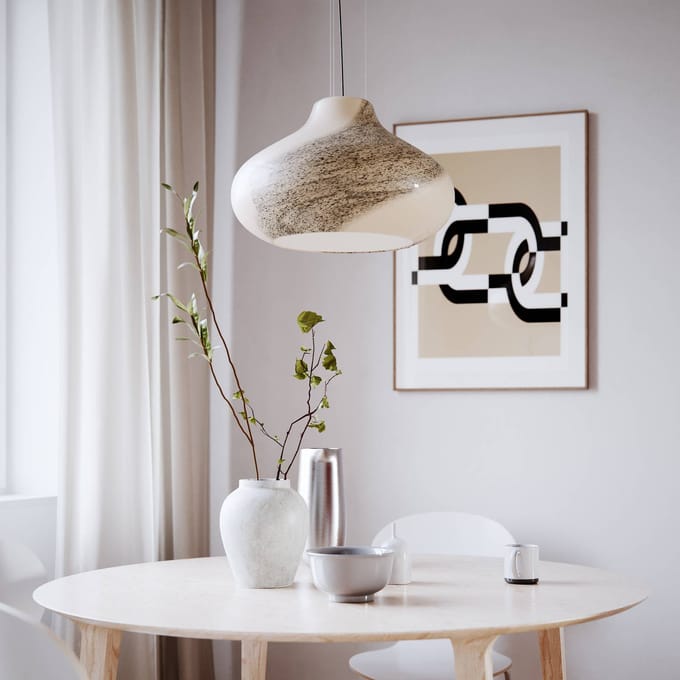 By Rydéns Mira hanglamp, naturel, Ø 45 cm, glas