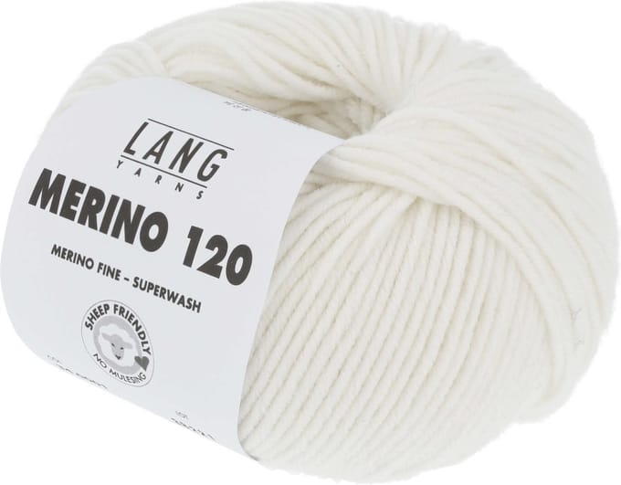 Lang Yarns Merino 120 - 01 wit - Merinowol Garen