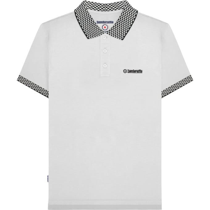 Lambretta Heren SS25 Tweekleurig Poloshirt (Wit)