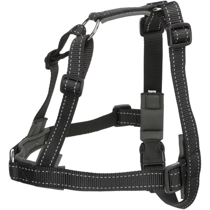 Hondentuig Trixie - Verstelbaar Neopreen Zwart 65-105x2.5cm - Trainingstuig met Reflecterende Elementen