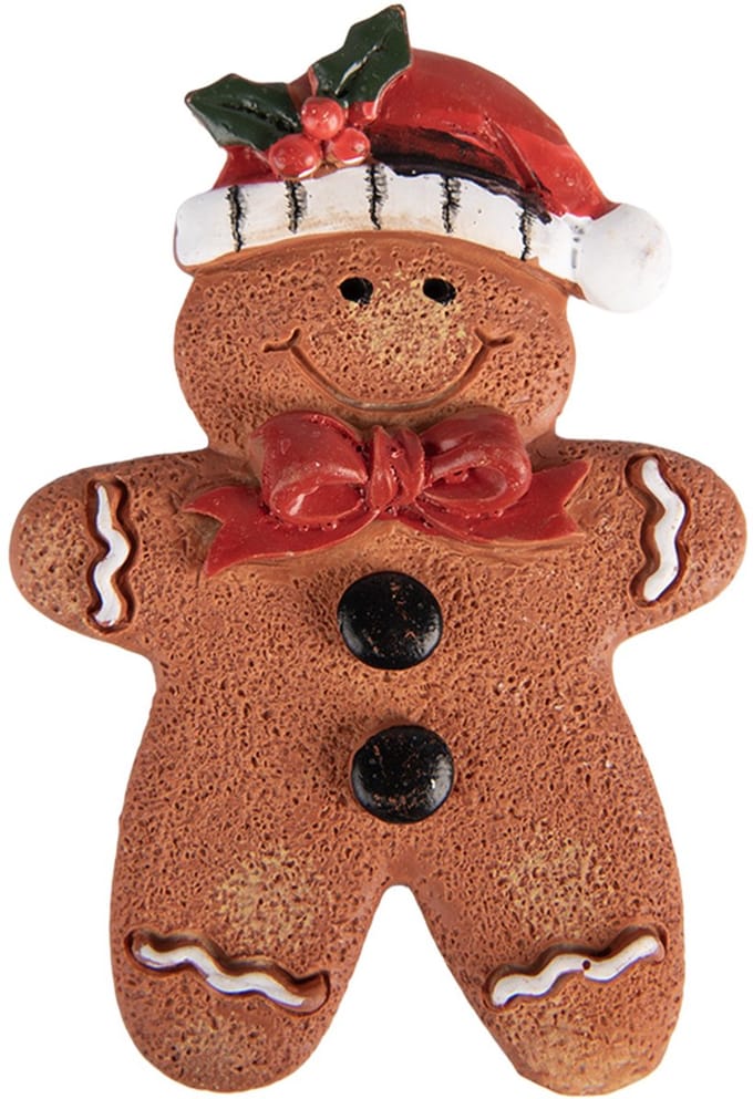 Clayre & Eef Magneet Gingerbread man 6x1x9 cm Bruin Kunststof