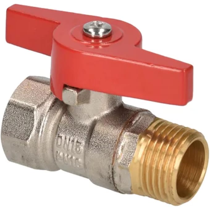 Sanivesk Kogelkraan Met Vlinder Greep Messing Vernikkeld 1/2" Buitendraad X 1/2" Binnendraad