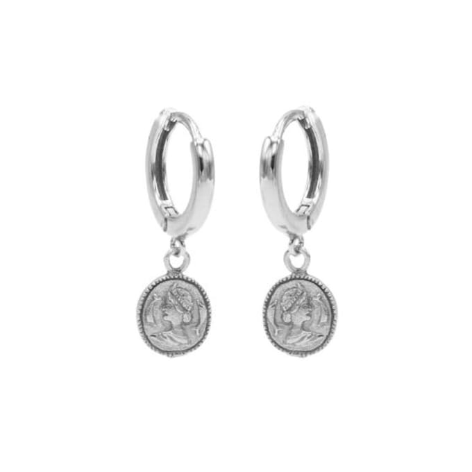 Karma hinged hoops symbool coin zilver M1967HIN