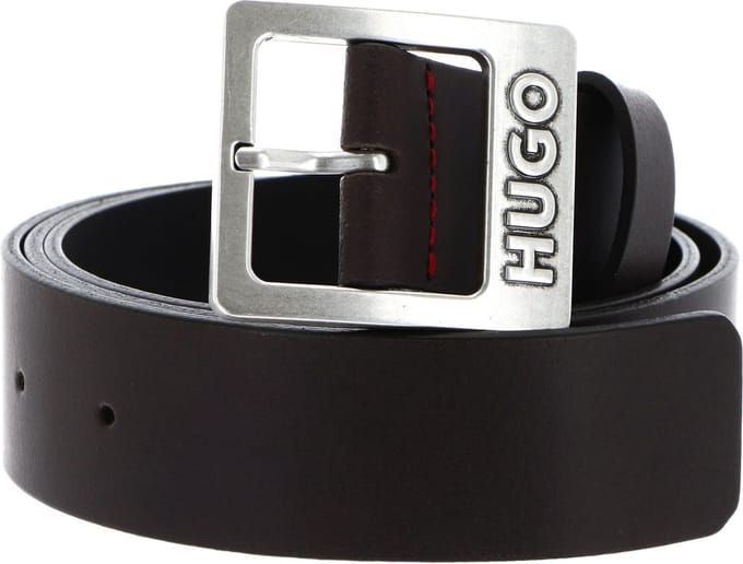 HUGO Riem Gabe Sz35 Leather Belt W90 Dark Brown Donkerbruin