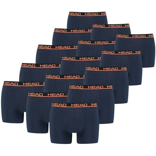 HEAD boxershorts Basic Peacoat/Orange- 15-Pack Donkerblauwe heren boxershorts - Maat S
