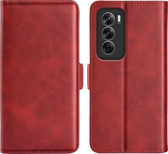 MobyDefend Hoesje - Geschikt voor Oppo Reno12 - Luxe Wallet Book Case (Sluiting Zijkant) - Rood