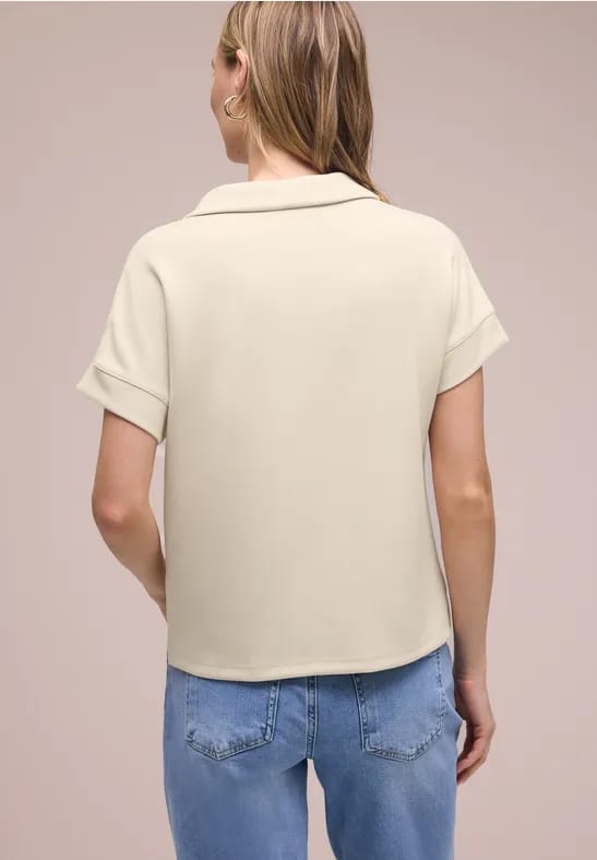 Poloshirt met korte mouwen en geribd detail