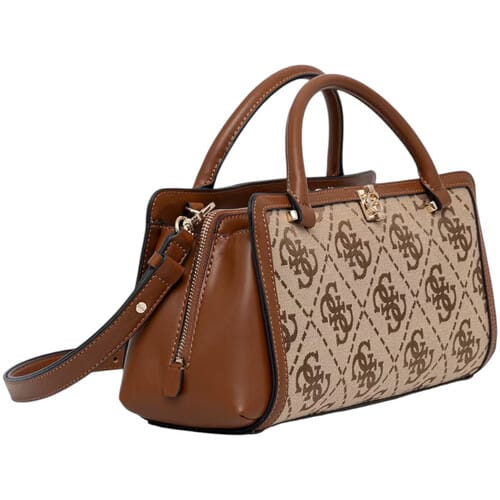 GUESS schoudertas handtas Audrey Logo Girlfriend Satchel Latte Logo bruine